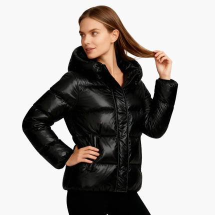 Women Quilted Jacket with Hood and Zipper