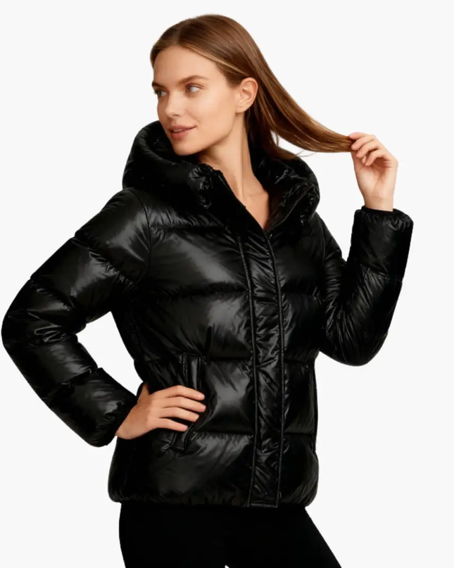 Women Quilted Jacket with Hood and Zipper