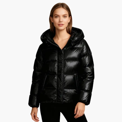 Women Quilted Jacket with Hood and Zipper