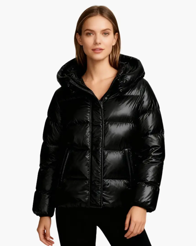 Women Quilted Jacket with Hood and Zipper