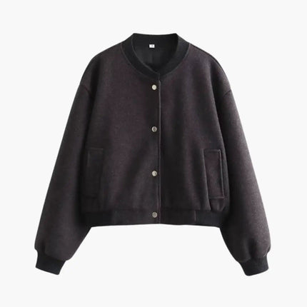 Women’s Bomber Jacket with Elastic Hem and Front Pockets