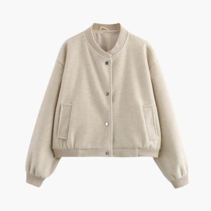 Women’s Bomber Jacket with Elastic Hem and Side Pockets