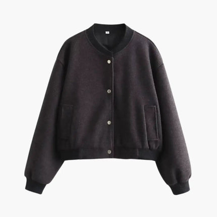 Women’s Bomber Jacket with Elastic Hem and Side Pockets