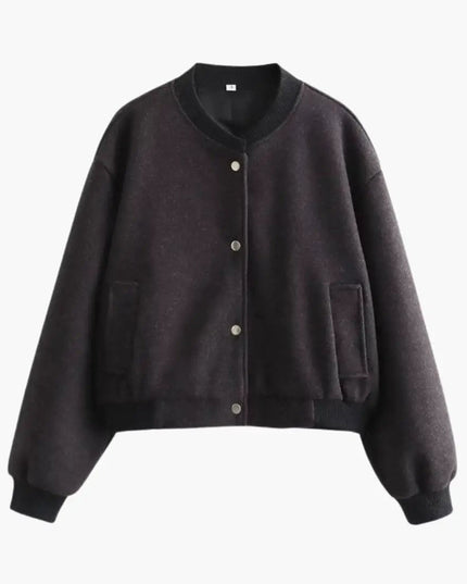 Women’s Bomber Jacket with Elastic Hem and Side Pockets