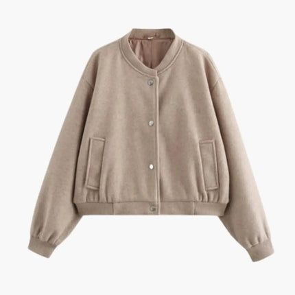 Women’s Bomber Jacket with Elastic Hem and Side Pockets