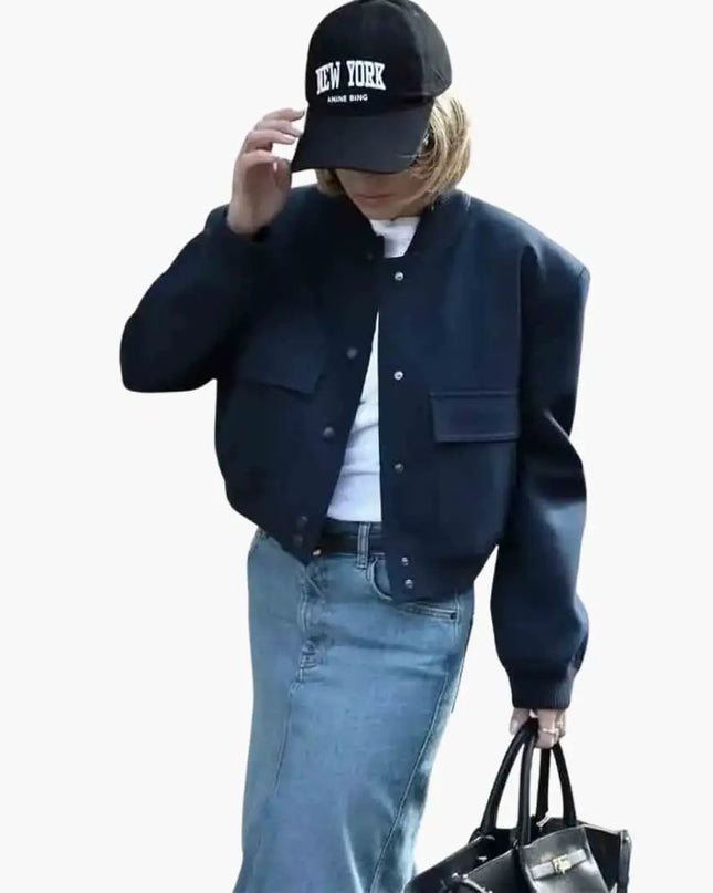 Women’s Bomber Jacket with Flap Pockets