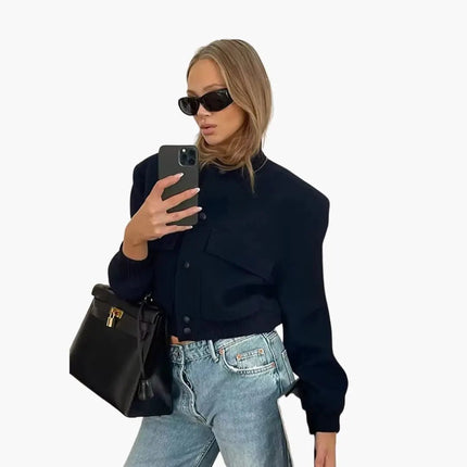 Women’s Bomber Jacket with Flap Pockets