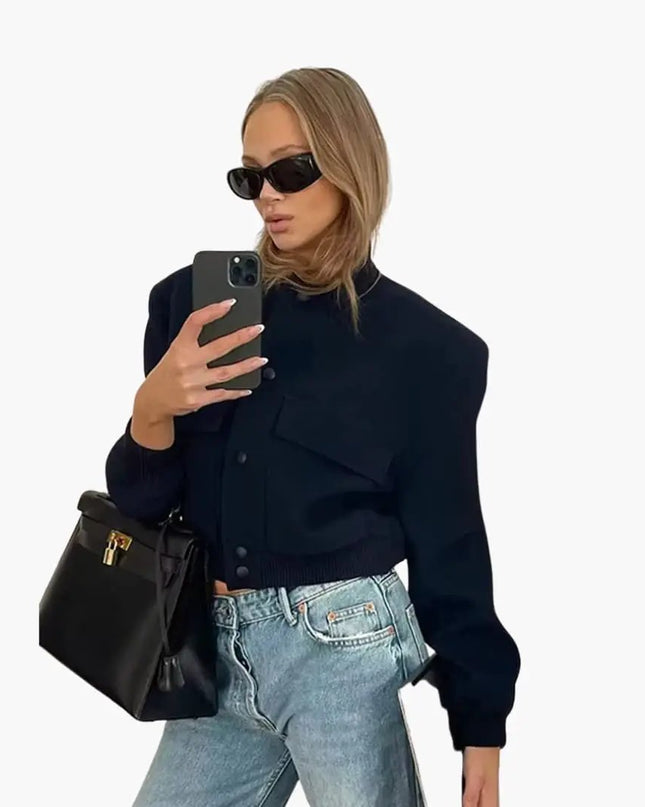 Women’s Bomber Jacket with Flap Pockets