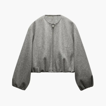 Women’s Bomber Jacket with Front Zip and Side Pockets