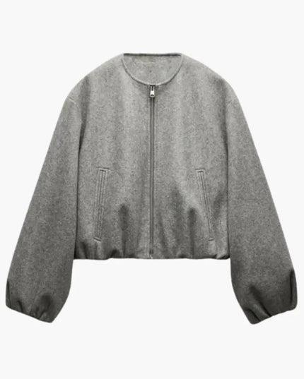 Women’s Bomber Jacket with Front Zip and Side Pockets
