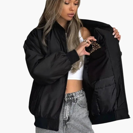 Women’s Bomber Jacket with Inner Pockets and Elastic Cuffs