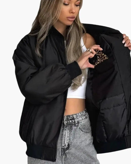 Women’s Bomber Jacket with Inner Pockets and Elastic Cuffs