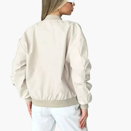 Women’s Bomber Jacket with Inner Pockets and Elastic Cuffs