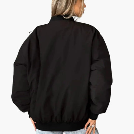 Women’s Bomber Jacket with Inner Pockets and Elastic Cuffs