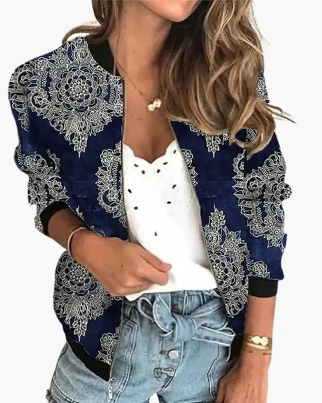 Women’s Bomber Jacket with Printed Surface