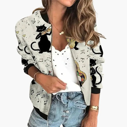 Women’s Bomber Jacket with Printed Surface