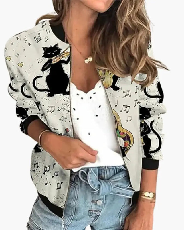 Women’s Bomber Jacket with Printed Surface