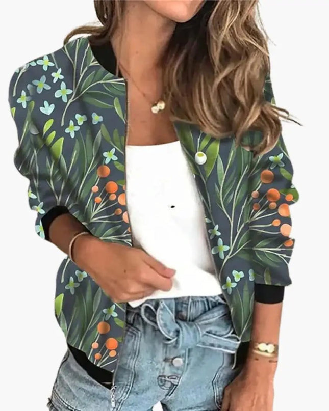 Women’s Bomber Jacket with Printed Surface