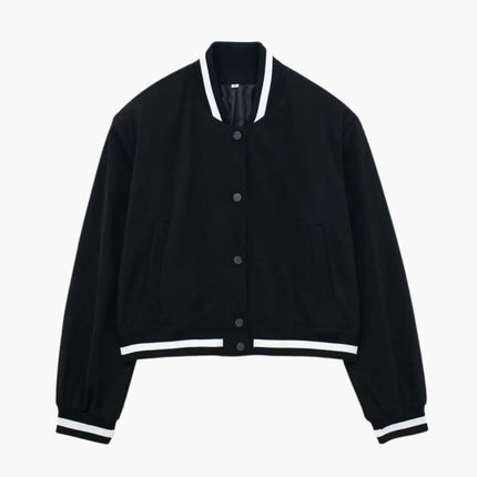 Women’s Bomber Jacket with Snap Button Front and Elastic Cuffs