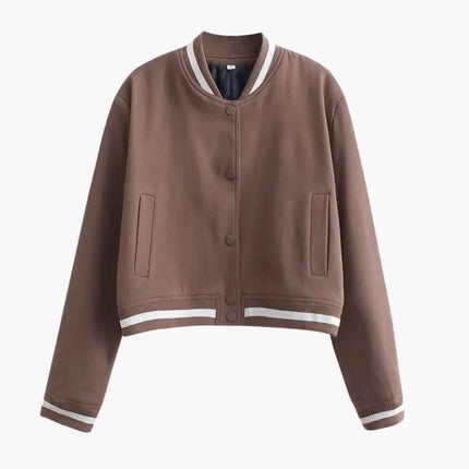 Women’s Bomber Jacket with Zip Front and Front Pockets