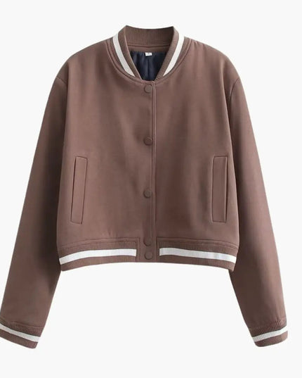 Women’s Bomber Jacket with Zip Front and Front Pockets