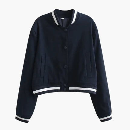 Women’s Bomber Jacket with Zip Front and Front Pockets