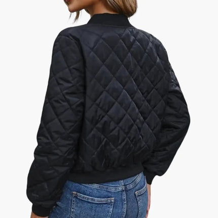 Women’s Bomber Jacket with Zip and Ribbed Hem