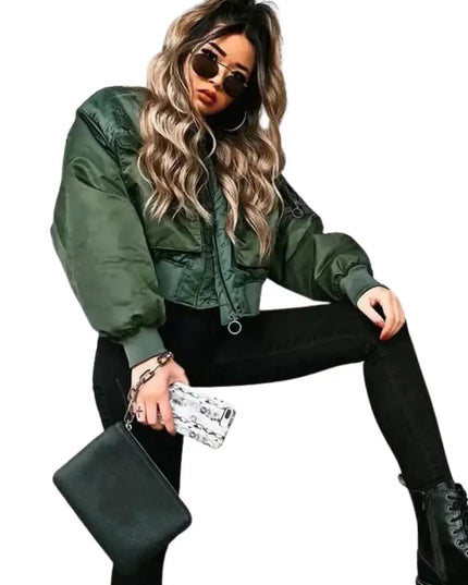 Women’s Bomber Jacket with Zip and Side Pockets