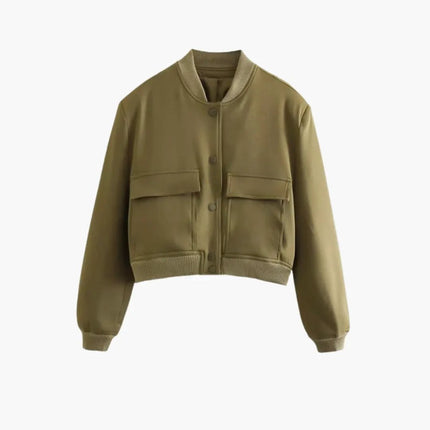 Women’s Bomber Jacket with Zipper and Elastic Cuffs