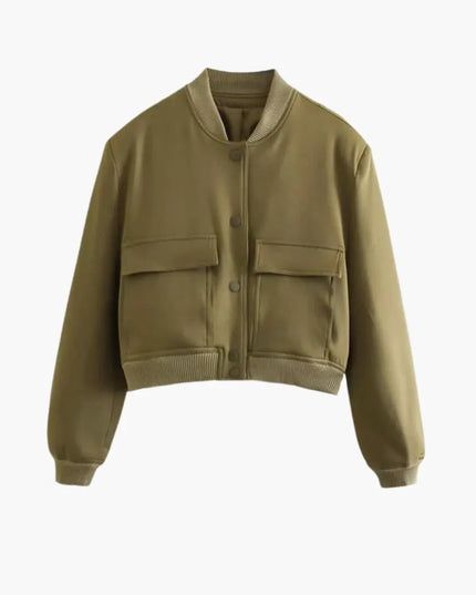 Women’s Bomber Jacket with Zipper and Elastic Cuffs