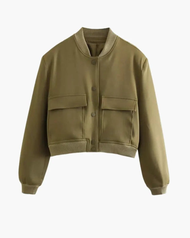Women’s Bomber Jacket with Zipper and Elastic Cuffs