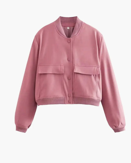 Women’s Bomber Jacket with Zipper and Elastic Cuffs