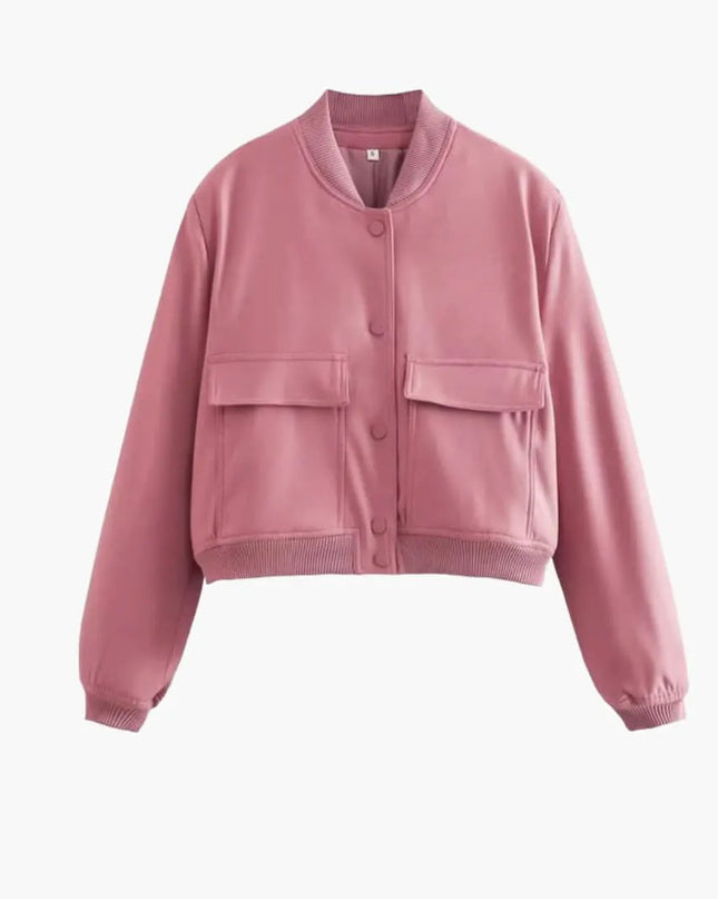 Women’s Bomber Jacket with Zipper and Elastic Cuffs