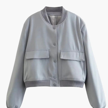 Women’s Bomber Jacket with Zipper and Elastic Cuffs
