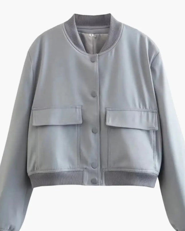 Women’s Bomber Jacket with Zipper and Elastic Cuffs