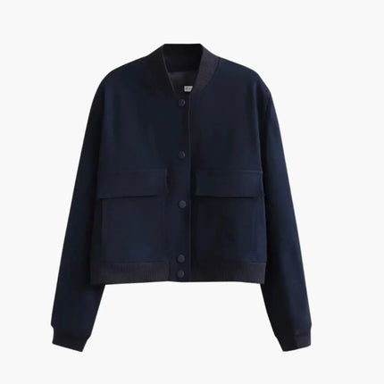 Women’s Bomber Jacket with Zipper and Elastic Cuffs