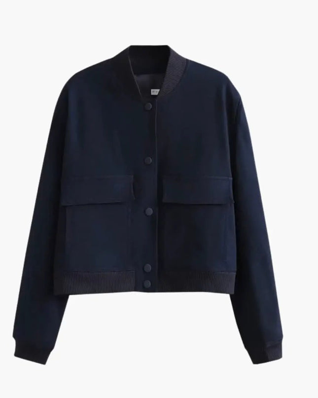 Women’s Bomber Jacket with Zipper and Elastic Cuffs