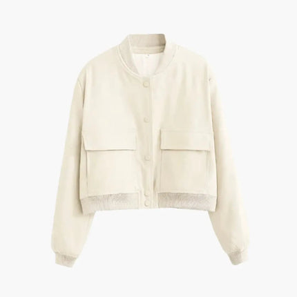 Women’s Bomber Jacket with Zipper and Elastic Cuffs