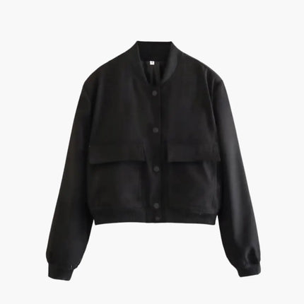 Women’s Bomber Jacket with Zipper and Elastic Cuffs
