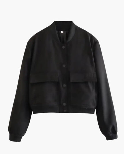 Women’s Bomber Jacket with Zipper and Elastic Cuffs
