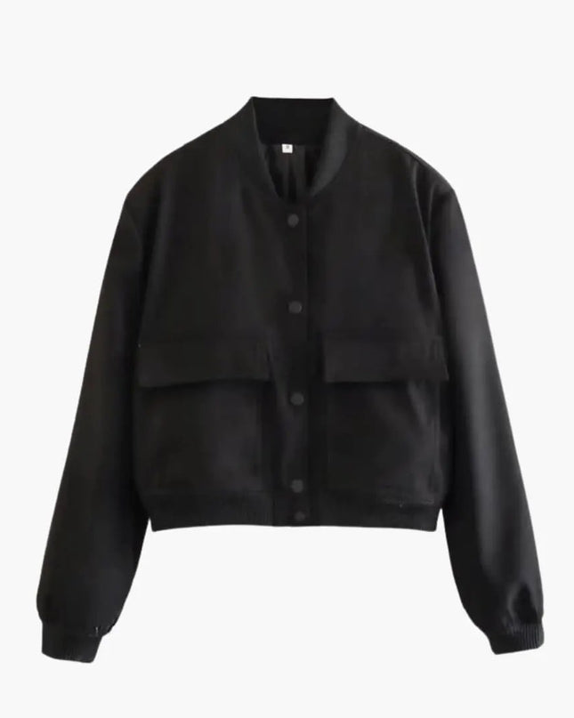 Women’s Bomber Jacket with Zipper and Elastic Cuffs