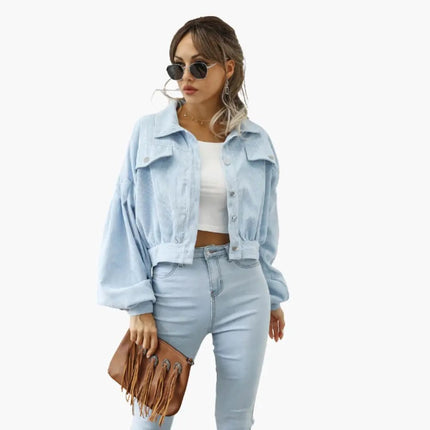 Women’s Bomber Jacket with Zipper and Pockets