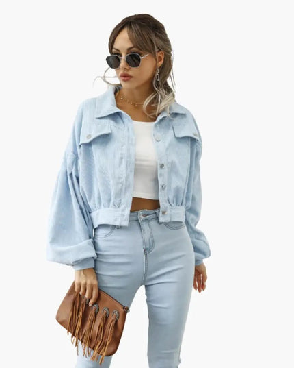 Women’s Bomber Jacket with Zipper and Pockets