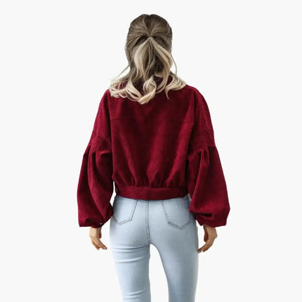 Women’s Bomber Jacket with Zipper and Pockets