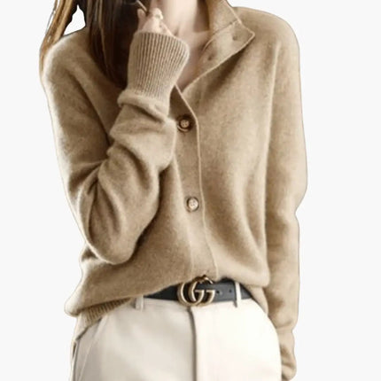Women’s Cardigan with Button Front and High Neckline