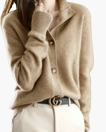 Women’s Cardigan with Button Front and High Neckline