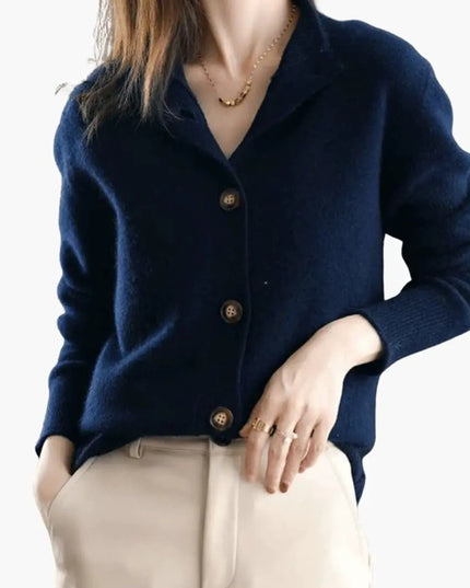 Women’s Cardigan with Button Front and High Neckline