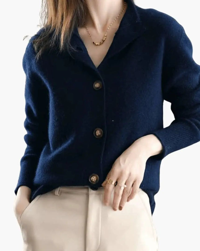 Women’s Cardigan with Button Front and High Neckline