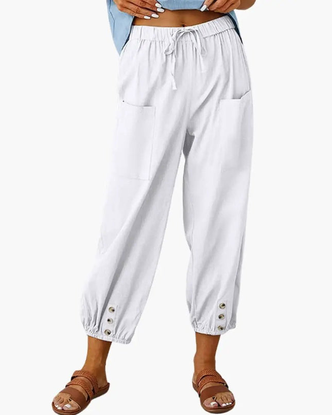 Women’s Casual Pants with Drawstring and Side Pockets