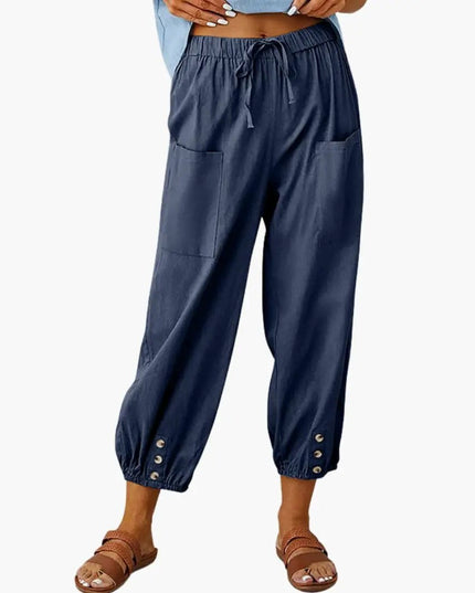 Women’s Casual Pants with Drawstring and Side Pockets